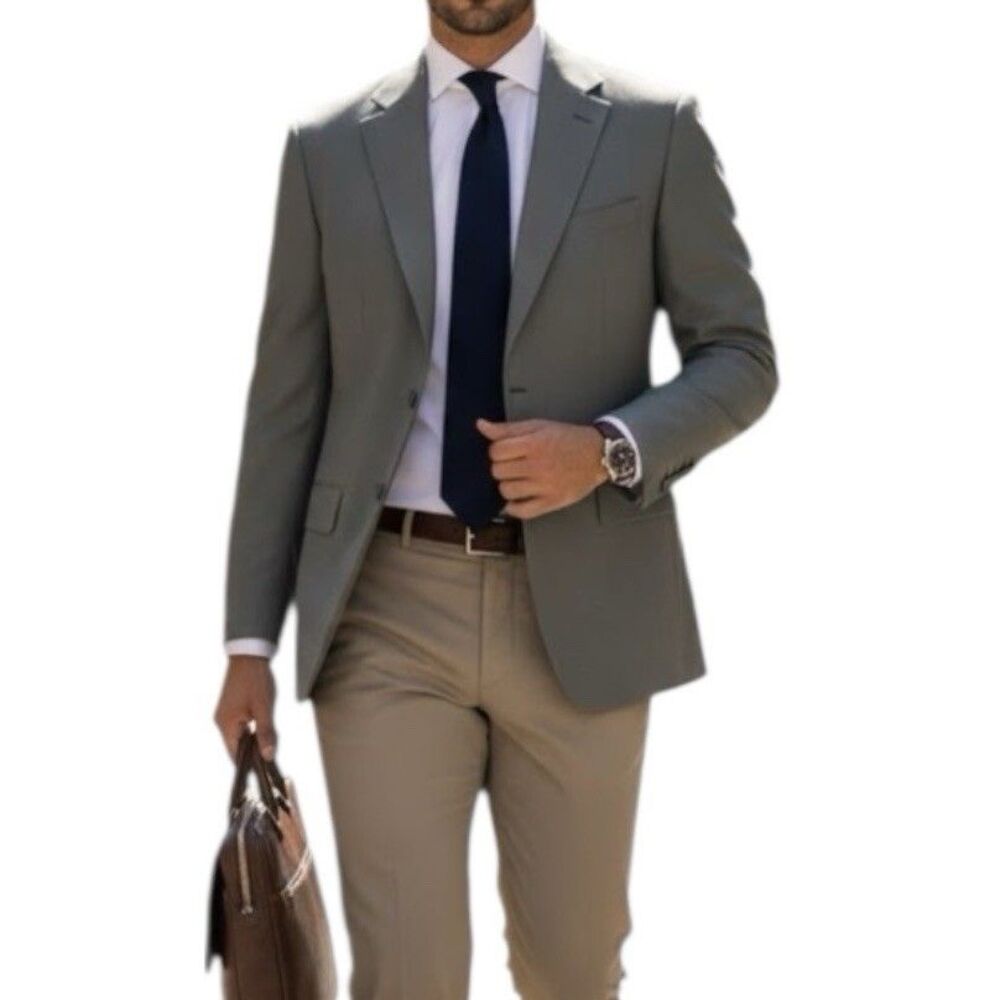 Tallia UOMO Sports Blazer Jacket Men's 44R Tan 3 Button Single Breasted Suit USA